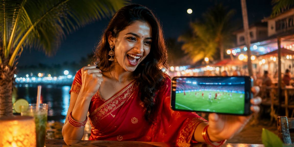 কুমিল্লায় শাড়ি পরিহিত মডেলের সাথে vc66 মোবাইল ক্যাসিনো অ্যাপ ব্যবহারের দৃশ্য